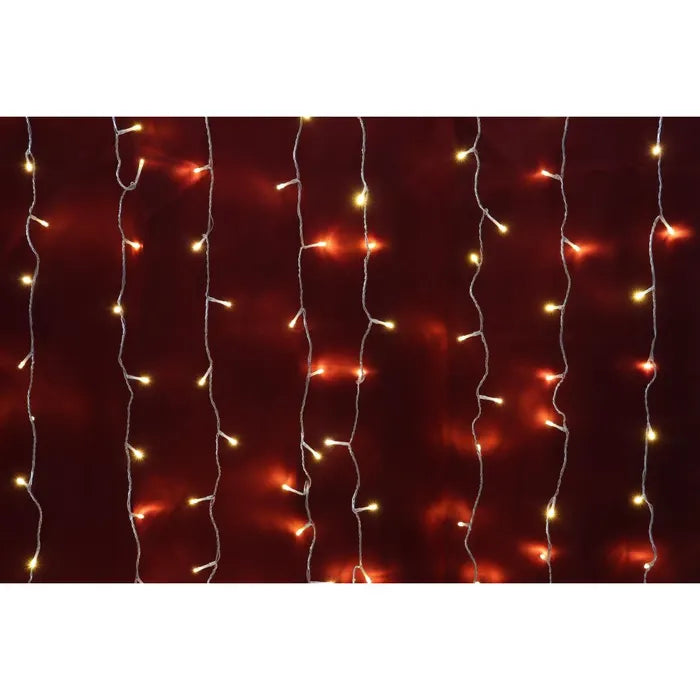 Instalatie perdea lumini digitala Craciun, Hoff, 720 LED-uri, lumina alba calda, 2.8 x 2.8 m, IP44, controler
