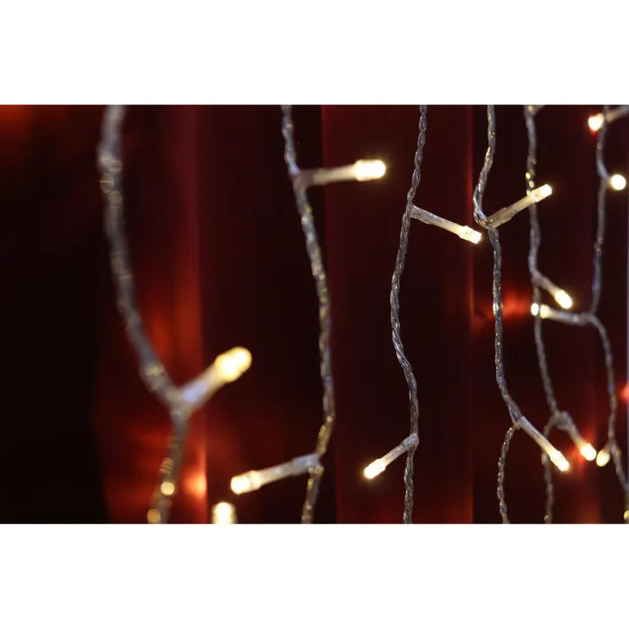 Instalatie perdea lumini digitala Craciun, Hoff, 720 LED-uri, lumina alba calda, 2.8 x 2.8 m, IP44, controler