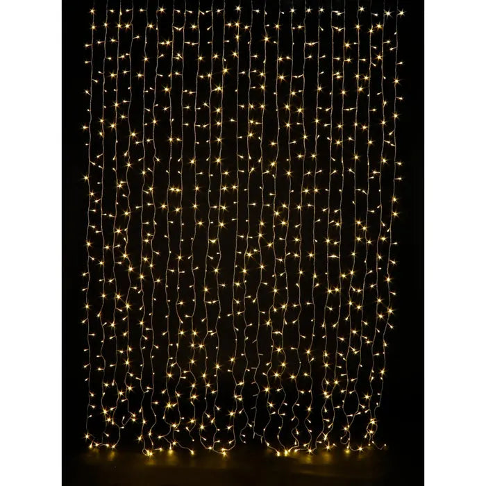 Instalatie perdea lumini digitala Craciun, Hoff, 720 LED-uri, lumina alba calda, 2.8 x 2.8 m, IP44, controler