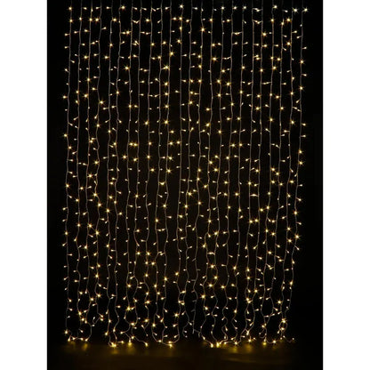 Instalatie perdea lumini digitala Craciun, Hoff, 720 LED-uri, lumina alba calda, 2.8 x 2.8 m, IP44, controler