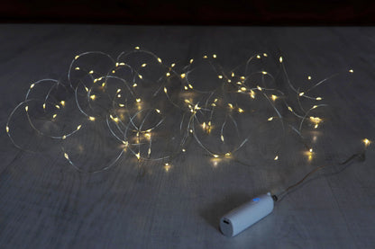 Instalatie Craciun 100 microLED-uri cu lumina calda, 10 m, incarcare USB