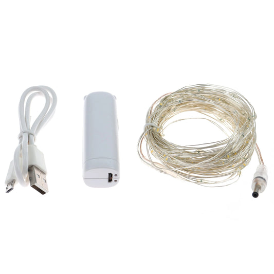 Instalatie Craciun 100 microLED-uri cu lumina calda, 10 m, incarcare USB
