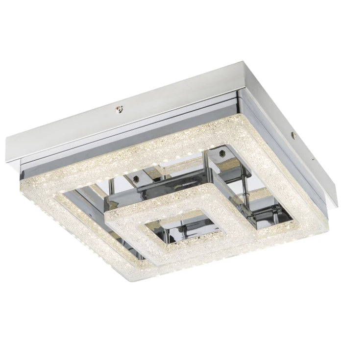 Plafoniera LED Fogo, 16 W, 950 lm, lumina neutra, inox + alb + decoratiuni transparente, modern