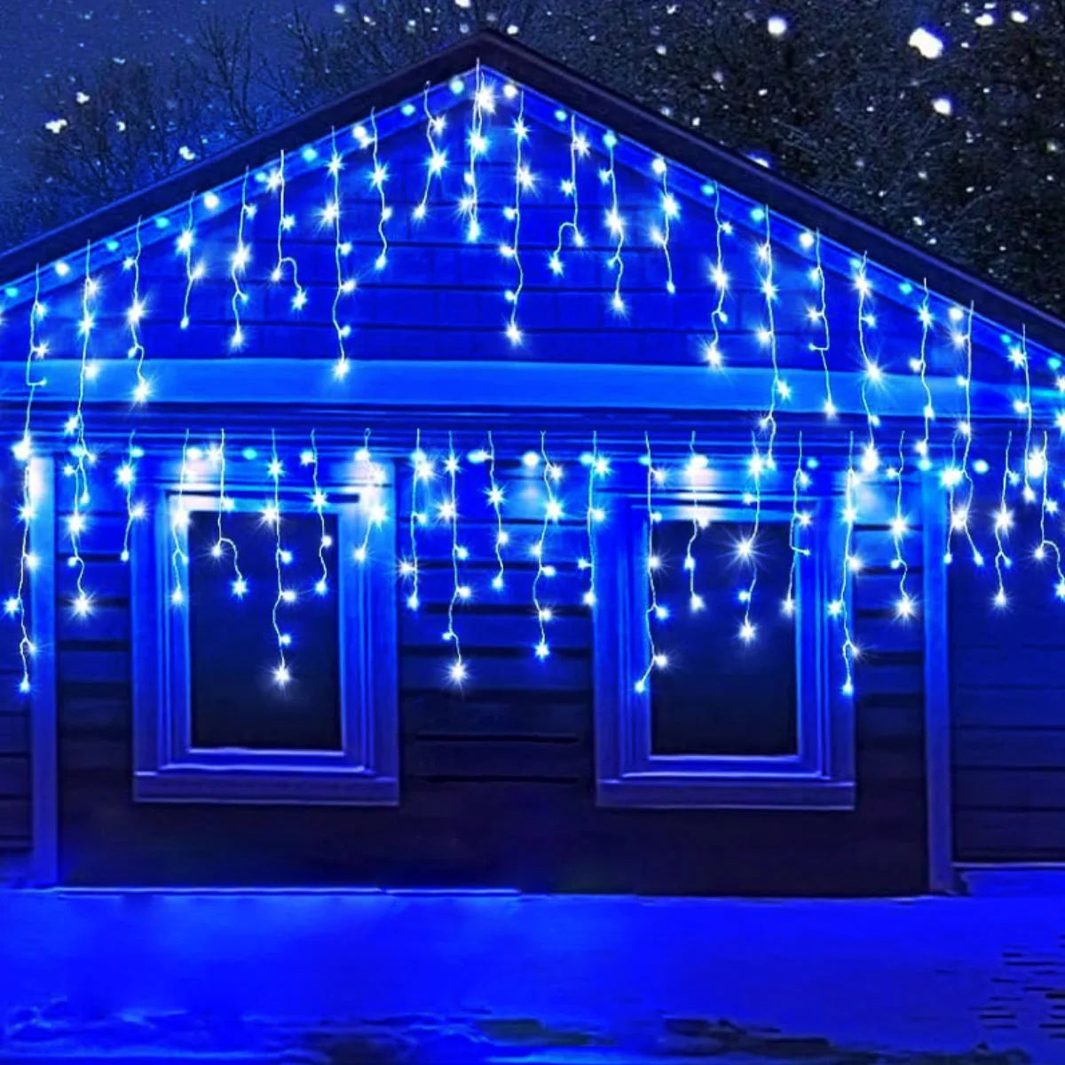 Instalatie Turturi Craciun Hoff, 480 LED-uri, lumina albastra, 11,2 x 0,5 m, interior / exterior