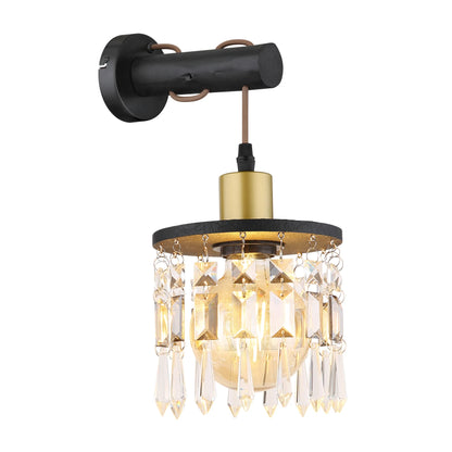 Aplica Comma, 1 x E27, negru + auriu + decoratiuni transparente, clasic