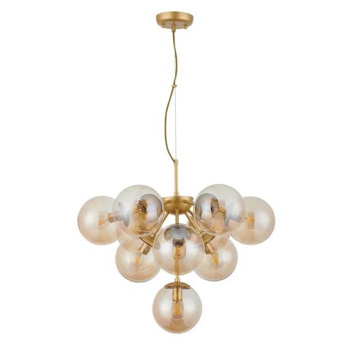 Pendul Agape, 10 x E14, auriu + transparent, modern