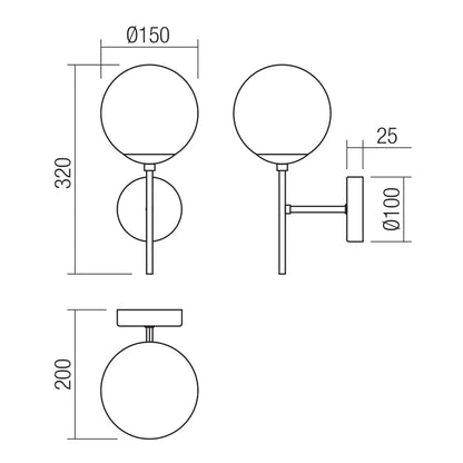 Aplica Mundi, 1 x E14, champagne mat + ambra, modern