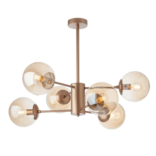 Lustra Mundi, 6 x E14, champagne mat + ambra, modern