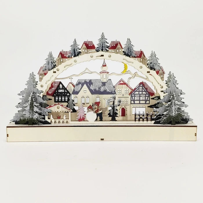 Decoratiune sat Hoff, lemn, 12 LED-uri