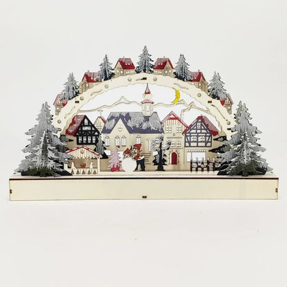 Decoratiune sat Hoff, lemn, 12 LED-uri