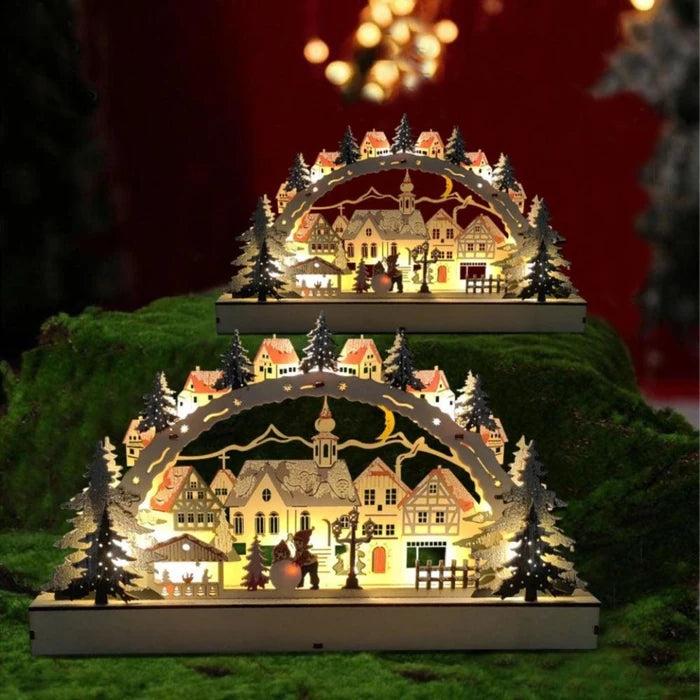 Decoratiune sat Hoff, lemn, 12 LED-uri