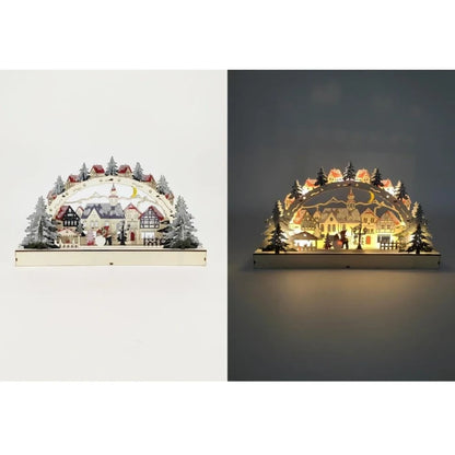 Decoratiune sat Hoff, lemn, 12 LED-uri