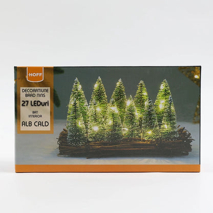 Decoratiune brad nins Hoff, 27 LED-uri, lumina calda, H 12 cm, alimentare baterii