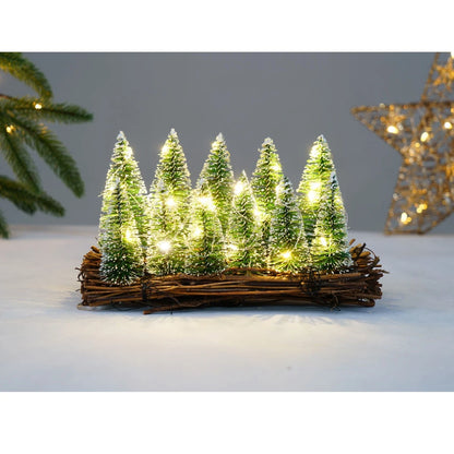 Decoratiune brad nins Hoff, 27 LED-uri, lumina calda, H 12 cm, alimentare baterii
