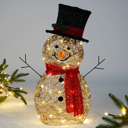 Figurina Craciun om de zapada, Hoff, 50 LED-uri, lumina calda, alimentare baterii, H 62 cm