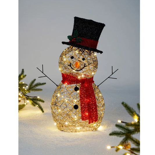 Figurina Craciun om de zapada, Hoff, 50 LED-uri, lumina calda, alimentare baterii, H 62 cm