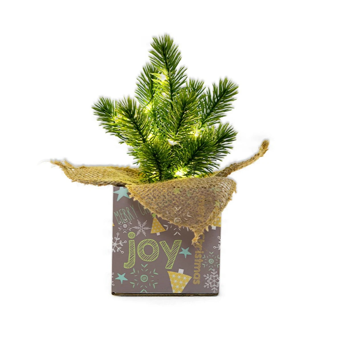 Bradut decorativ de Craciun Hoff, 20 LED-uri, inaltime 20 cm, lumina calda, alimentare baterii 