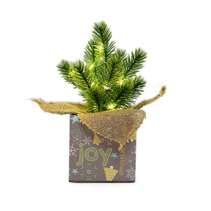 Bradut decorativ de Craciun Hoff, 20 LED-uri, inaltime 20 cm, lumina calda, alimentare baterii 