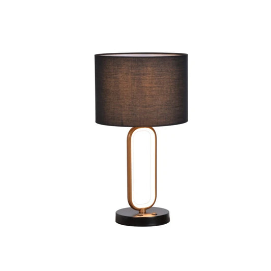 Veioza LED + E27 Domiro, 60 W, 300 lm, lumina calda, negru + auriu, modern