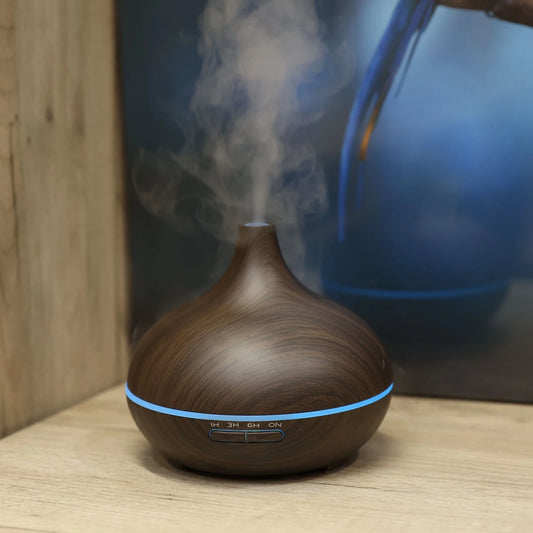 Difuzor aromaterapie ultrasonic Paxton AD-1M Dark Wood, 300 ml, 14 W, functie Mist, functie Light, stejar inchis