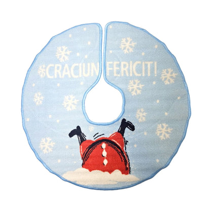 Covoras brad Craciun, poliester, D 80 cm, albastru + rosu + alb