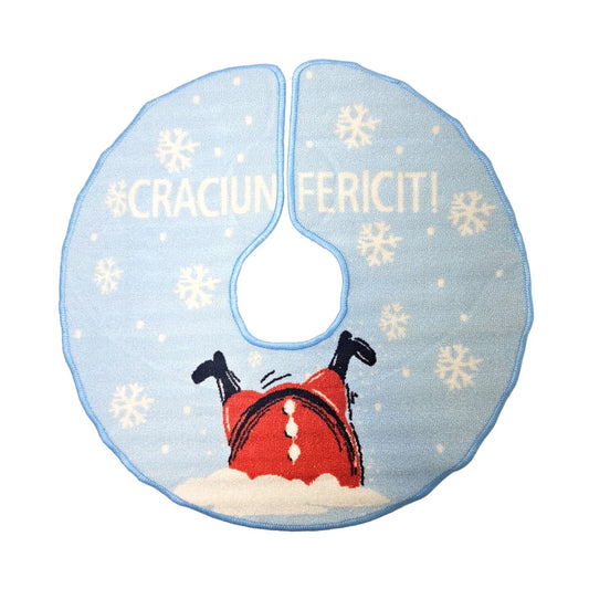 Covoras brad Craciun, poliester, D 80 cm, albastru + rosu + alb