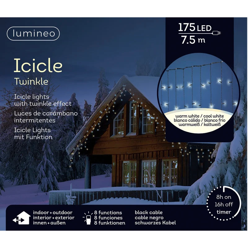 Instalatie de Craciun, tip turturi, cu 175 LED-uri, lungime 7.5 m, lumina alb cald