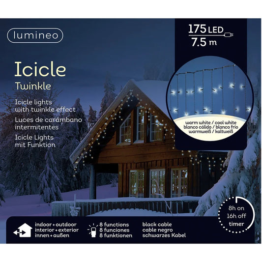 Instalatie de Craciun, tip turturi, cu 175 LED-uri, lungime 7.5 m, lumina alb cald