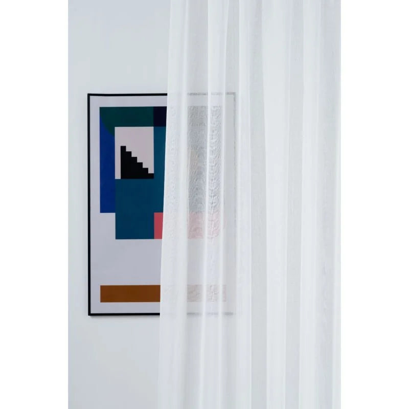 Perdea din voal 600 x 245 cm Bretagne, model uni, cu rejansa, crem