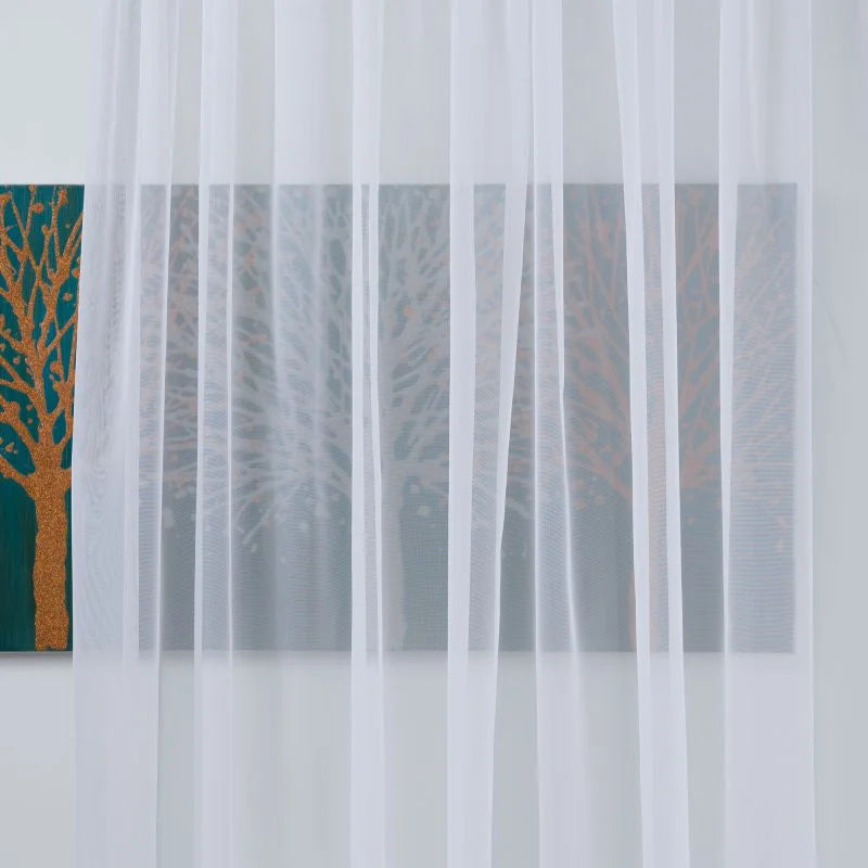 Perdea din voal 600 x 245 cm, model uni, cu rejansa, alb