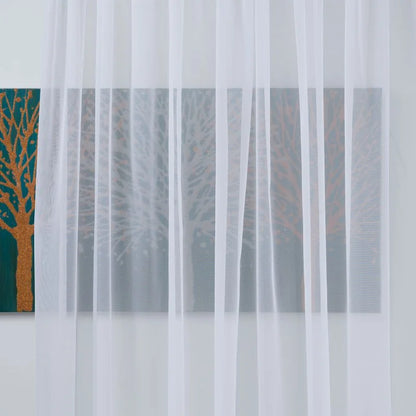 Perdea din voal 600 x 245 cm, model uni, cu rejansa, alb