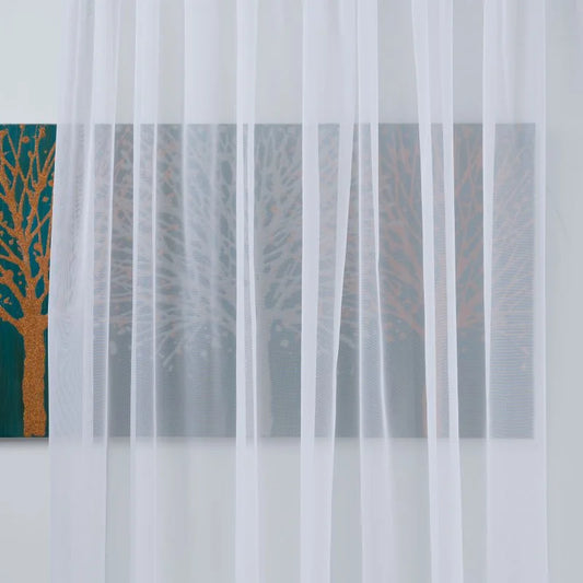 Perdea din voal 600 x 245 cm, model uni, cu rejansa, alb
