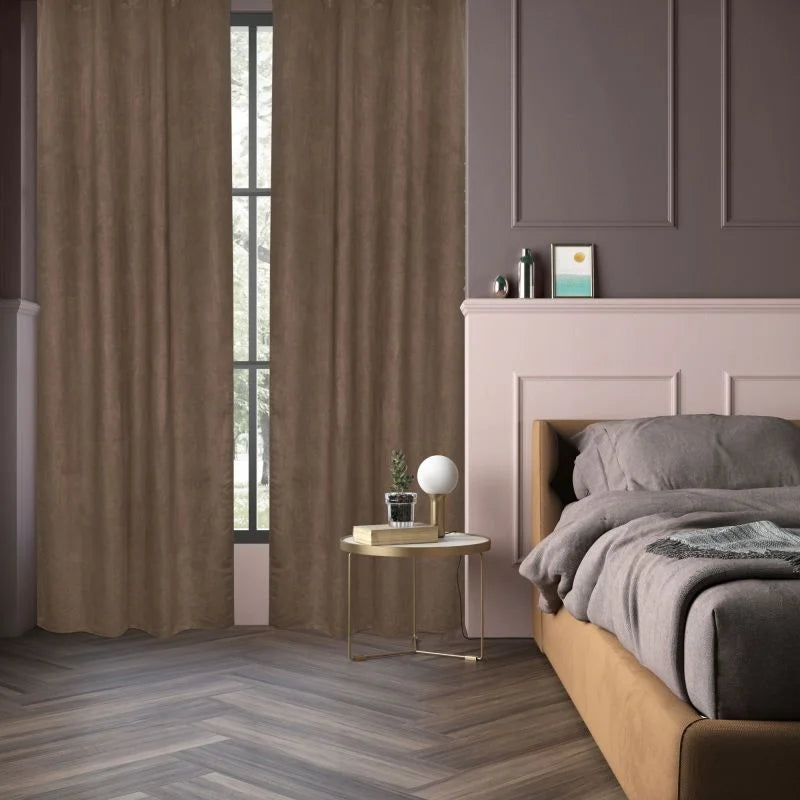 Draperie 200 x 280 cm Inspire Manchester Terra 3, cu rejansa si bride, maro