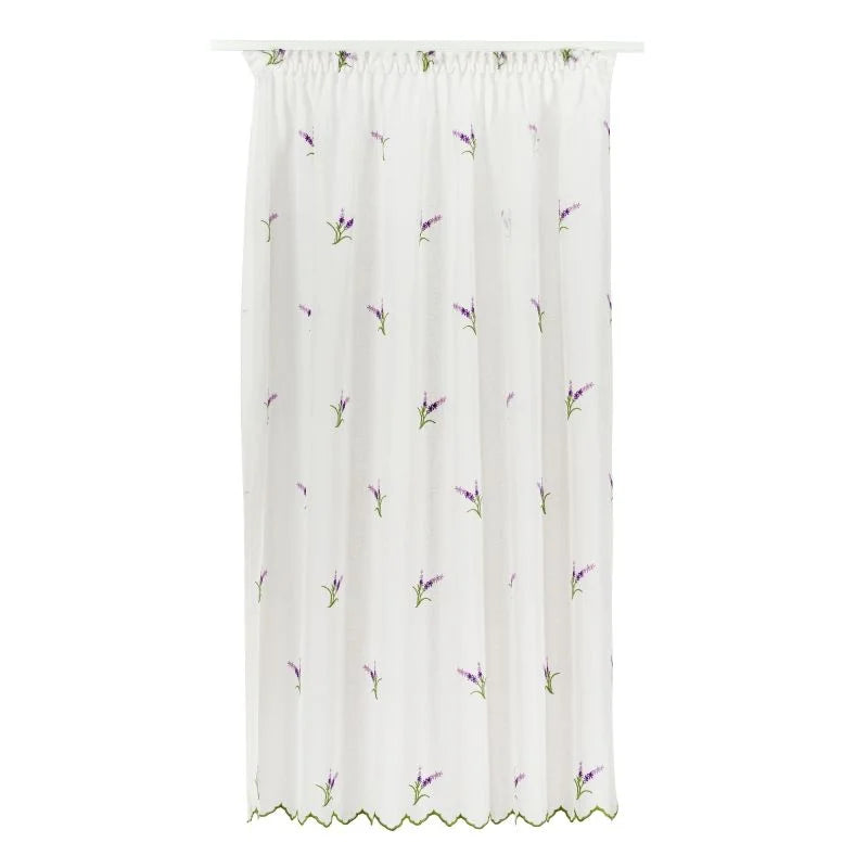 Perdea bucatarie 140 x 160 cm Agata, cu rejansa, alb/mov