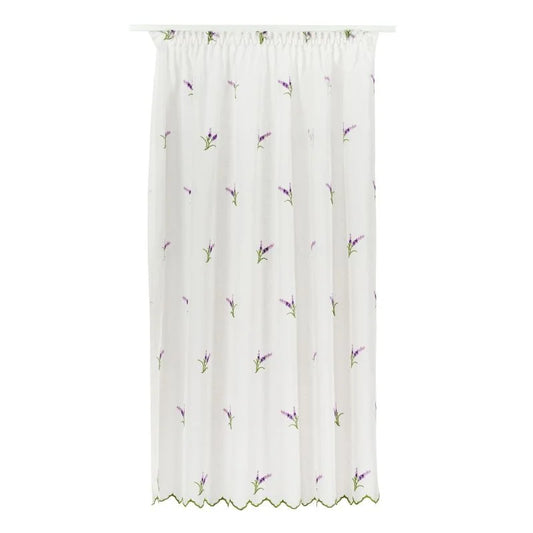 Perdea bucatarie 140 x 160 cm Agata, cu rejansa, alb/mov