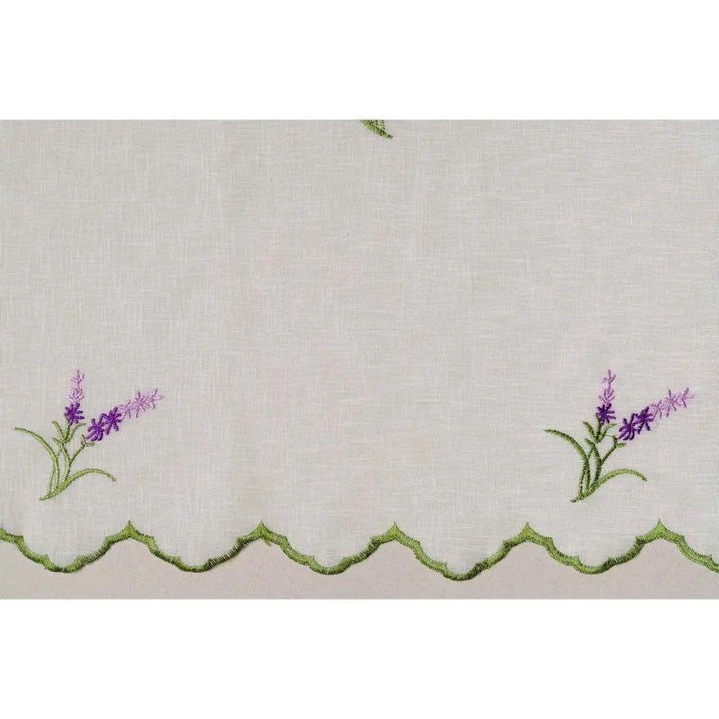 Perdea bucatarie 140 x 160 cm Agata, cu rejansa, alb/mov