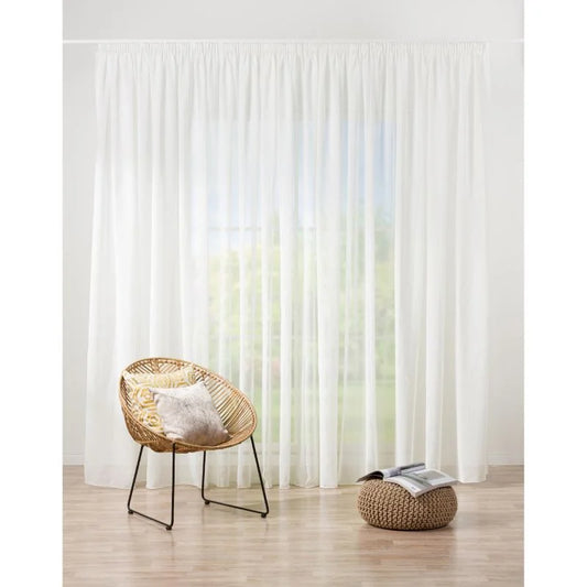 Perdea din voal 600 x 245 cm Bretagne, model uni, cu rejansa, crem