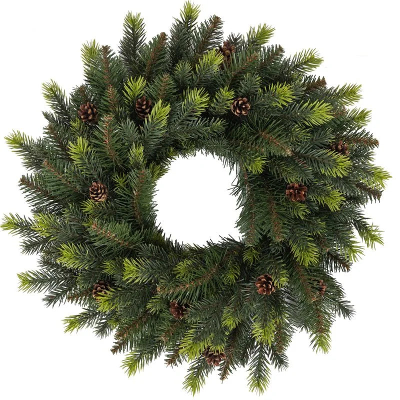 Coronita de Craciun, din brad artificial, cu conuri, Ø 40 cm, verde