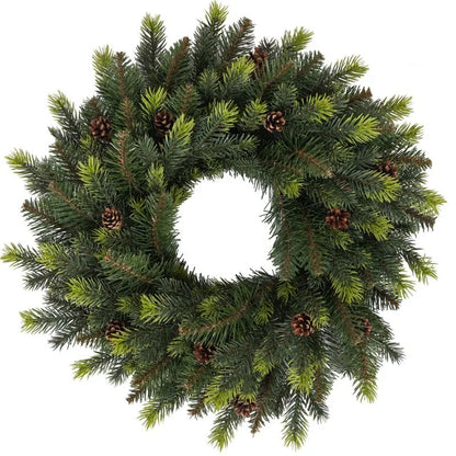 Coronita de Craciun, din brad artificial, cu conuri, Ø 40 cm, verde