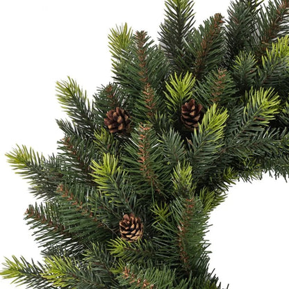 Coronita de Craciun, din brad artificial, cu conuri, Ø 40 cm, verde