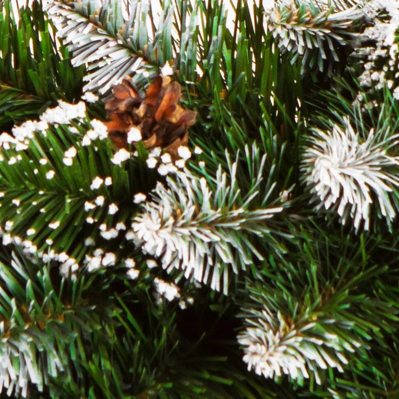 Coronita de Craciun, din brad artificial, ninsa, cu conuri, Ø 40 cm, verde