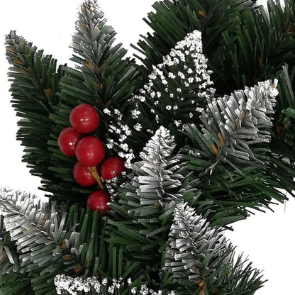 Coronita de Craciun, din brad artificial, cu conuri si merisoare, Ø 40 cm, verde