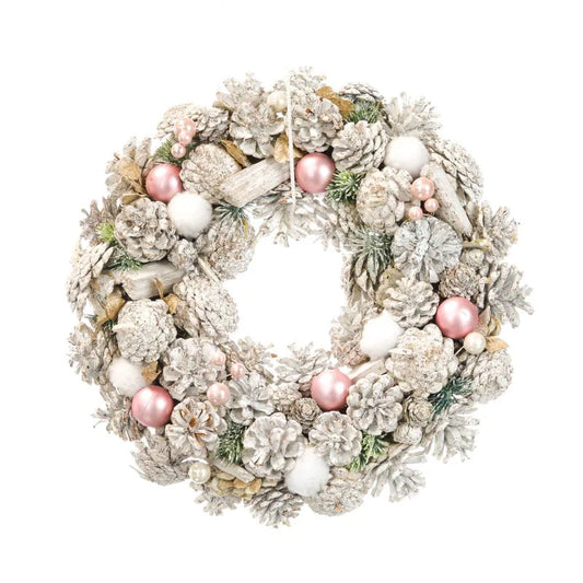 Coronita de Craciun, cu decoratiuni, Ø 34 cm, roz