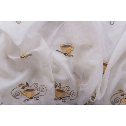 Perdea Dejun 135 x 60 cm, model abstract, cu bride