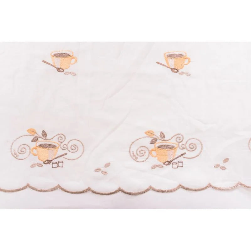 Perdea Dejun 135 x 60 cm, model abstract, cu bride