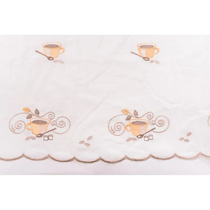 Perdea Dejun 135 x 60 cm, model abstract, cu bride