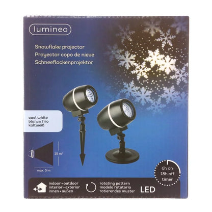 Proiector LED Lumineo, cu model fulgi de zapada si ninsoare, electric, lumina alb rece