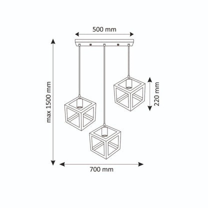 Pendul Sweeden, 3 x E27, 60 W, auriu