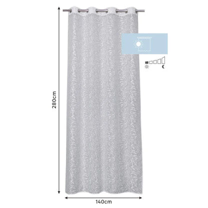 Perdea 140 x 280 cm Inspire Osaki, model vegetal, cu inele, alb
