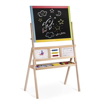 Set tabla multifunctionala, pliabila, numaratoare, ceas, alfabet, include un set de marker, numere si litere magnetice